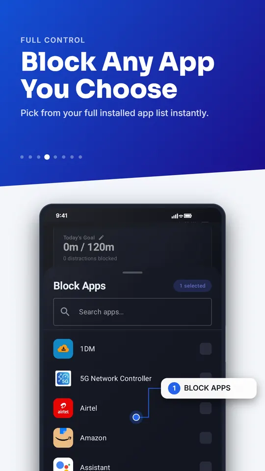 Play Store tile: Block Any App You Choose. Installed apps ki list