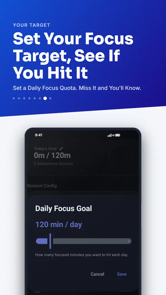 Play Store tile: Set Your Focus Target, See If You Hit It. Daily Focus Goal